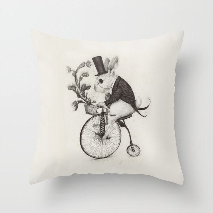Delivery Rabbit  Throw Pillow
