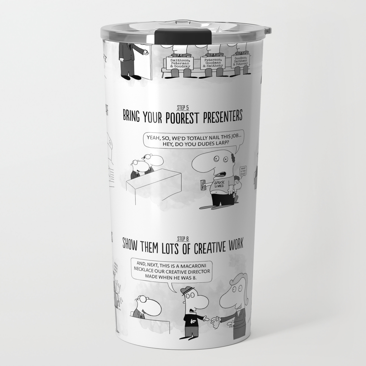 Funny Advertising Agency Mistakes Travel Mug by Peter Levitan | Society6