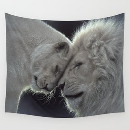 White Lion Love Wall Tapestry