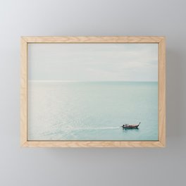 Seaside Thailand, Koh Lanta, Blue Oceanview Boat, Photo Art Print Framed Mini Art Print