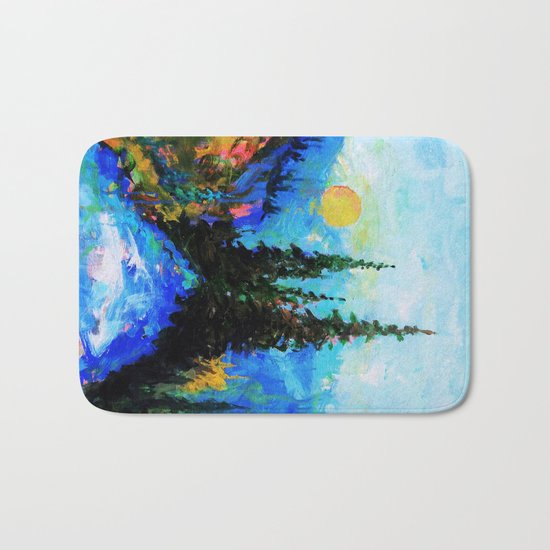 Mountain Blues Painting Bath Mat