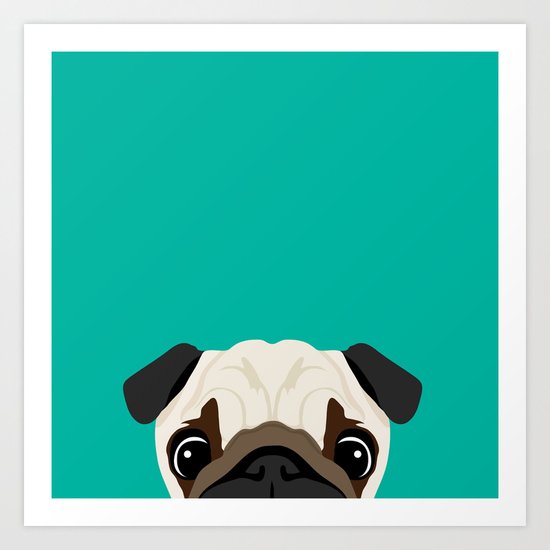 Peeking Pug Art Print