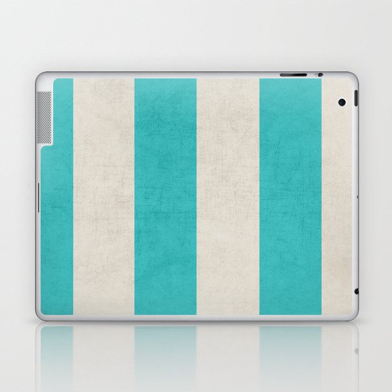 vintage aqua stripes Laptop & iPad Skin