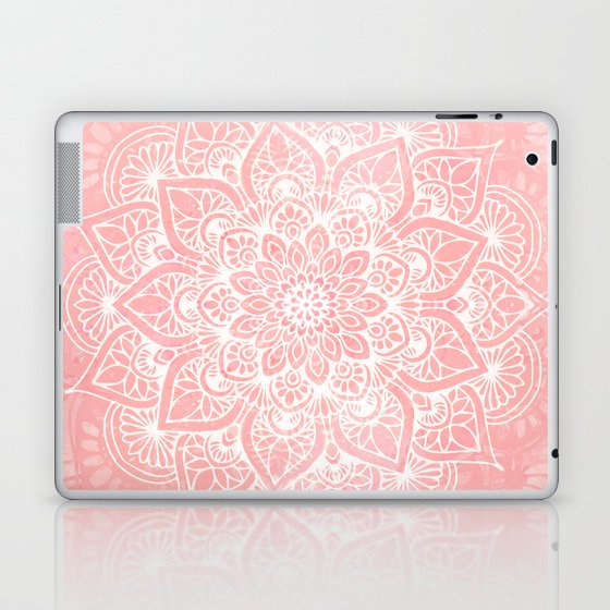 Mandala, Yoga Love, Coral, Wall Art Boho Laptop & iPad Skin