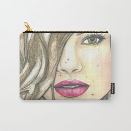 Paulina Carry-All Pouch | Acrylic, Graphite, Greeneyes, Portrait, Ink Pen, Sparkle, Watercolor, Pinklips, Woman, Drawing 