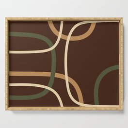 Abstract brown mid century shapes Serving Tray