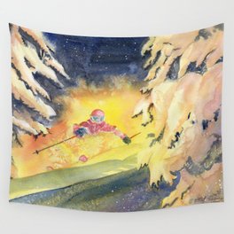 Skiing Art Wall Tapestry