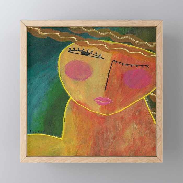 Abstract Acrylic Portrait Of A Woman Framed Mini Art Print By