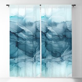 Calming Blue Ocean Flows Abstract Painting Blackout Curtain