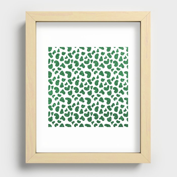 Elegant Emerald Green Glitter Gradient Cheetah Print  Recessed Framed Print