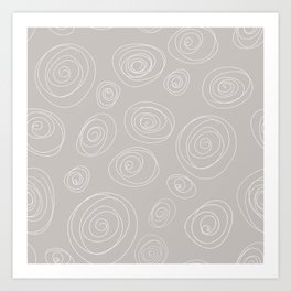 Circle Swirls Light Stone & White | Pattern Art Print