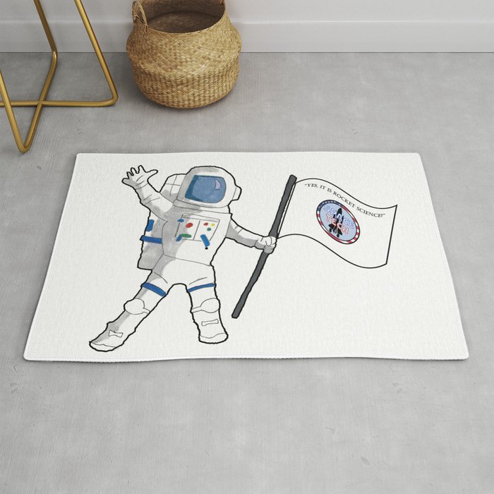 Space Tech Astronaut Rocket Science Flag Rug