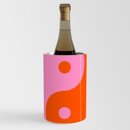 Yin Yang Print Orange And Pink Retro Wall Art Preppy Aesthetic Yin Yang Modern Decor Wine Chiller