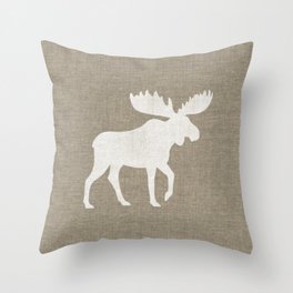White Moose Silhouette Throw Pillow