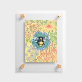 Botanical Bumblebee Pattern Floating Acrylic Print