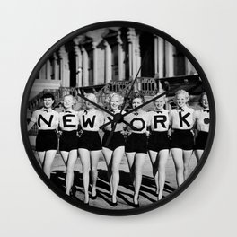 NYC Broadway Chorus Line, New York City black and white photograph Wall Clock