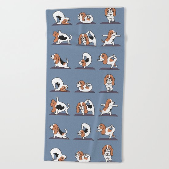 Basset Hound yoga Beach Towel