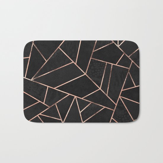 Velvet Black & Rose Gold Bath Mat
