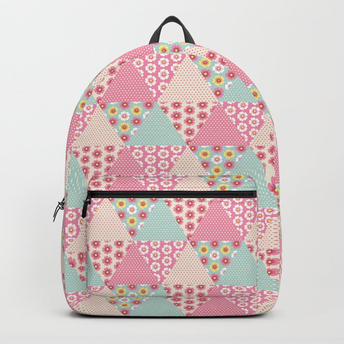 Spring flowers triangle patchwork quilt Backpack by Petits Pixels ...