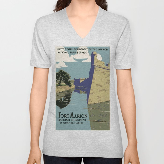 Vintage poster - Fort Marion V Neck T Shirt