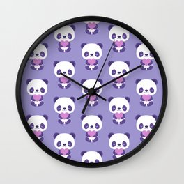 Cute purple baby pandas Wall Clock | Pattern, Pinkheart, Graphicdesign, Cutepattern, Cutepanda, Digital, Cuteanimals, Patternforkids, Purplepanda, Babypanda 