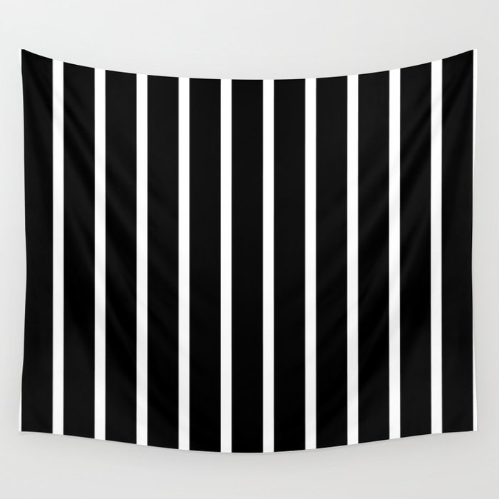 Black And White  Simple Stripes Minimalistic Pattern Wall Tapestry