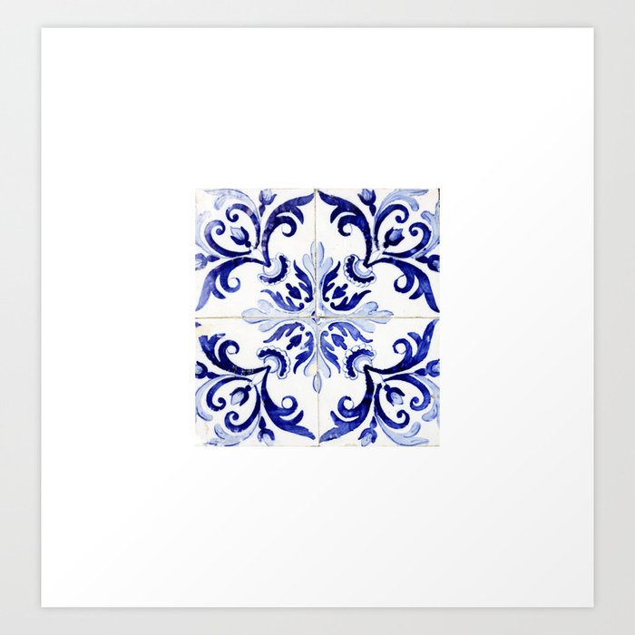 Azulejo V - Portuguese hand painted tiles Art Print