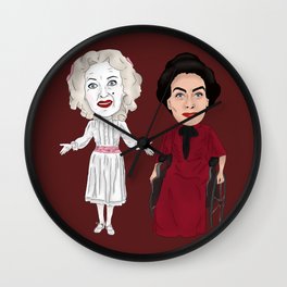 Whatever Happened to Baby Jane, Bette Davis, Joan Crawford Inspired Illustration Wall Clock