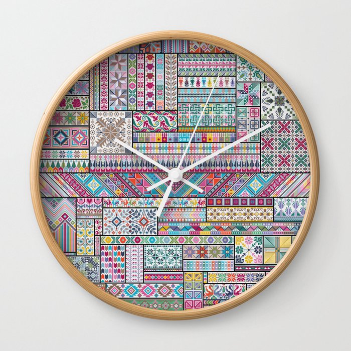 The great Palestinian Tatreez Sampler - Decoelian Wall Clock