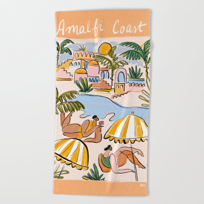 Amalfi Coast Italy (color) Beach Towel