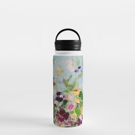 Bright flower meadow butterflies. Summer field landscape rich colors. Water Bottle