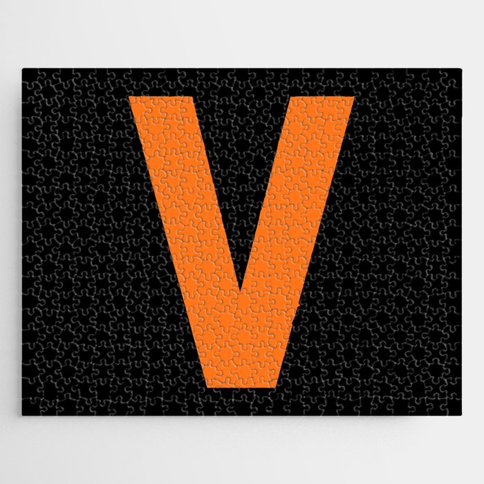 Letter V (Orange & Black) Jigsaw Puzzle