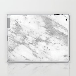 Marble - Silver and White Marble Pattern Laptop Skin