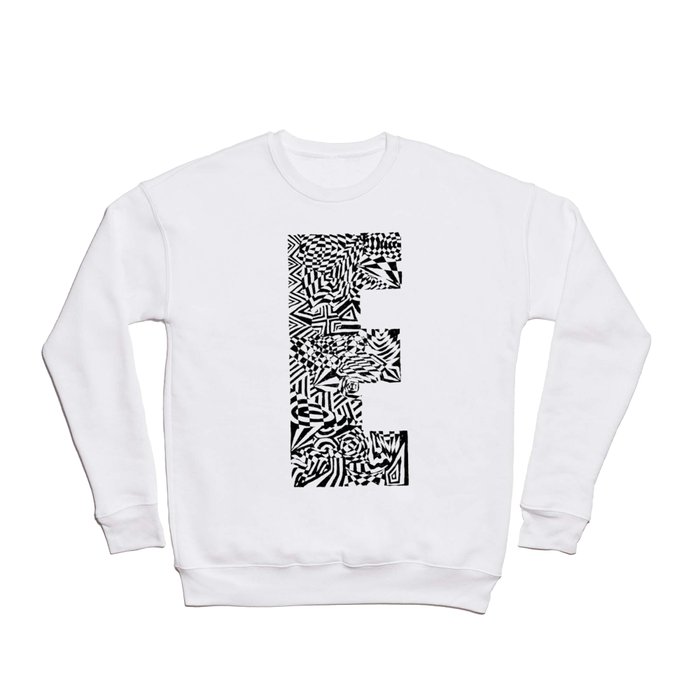 Alphabet Letter E Impact Bold Abstract Pattern (ink drawing) Crewneck Sweatshirt