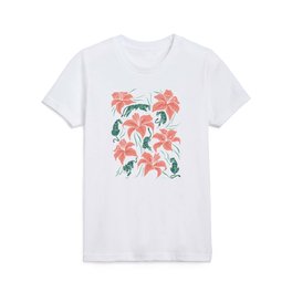 Tigers & Tiger Lilies – Teal & Rose Kids T Shirt