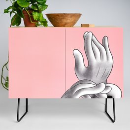 Putting the Gloves on. Credenza