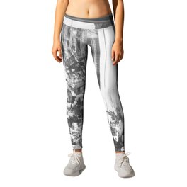 Paris, France Flower Shop-Boutique Fleurs black and white photograph Leggings