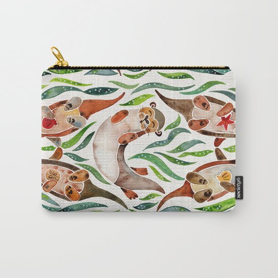 Five Otters – Green Seaweed Carry-All Pouch