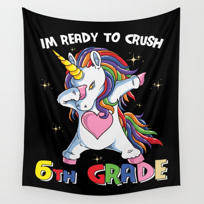 Ready To Crush 6th Grade Dabbing Unicorn Wall Tapestry