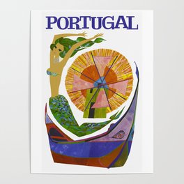 Vintage Portugal Mermaid Travel Poster