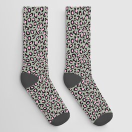 Leopard Print in Grey and Pink Socks