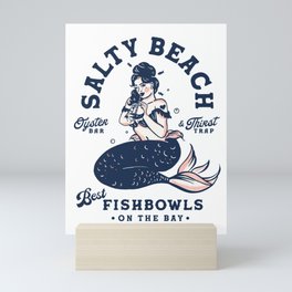Salty Beach Oyster Bar & Thirst Trap Mermaid Pinup Mini Art Print