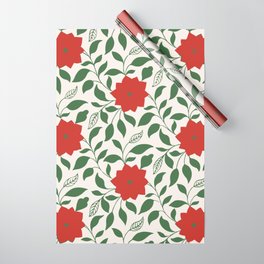 Vintage Floral in Red and Green Wrapping Paper