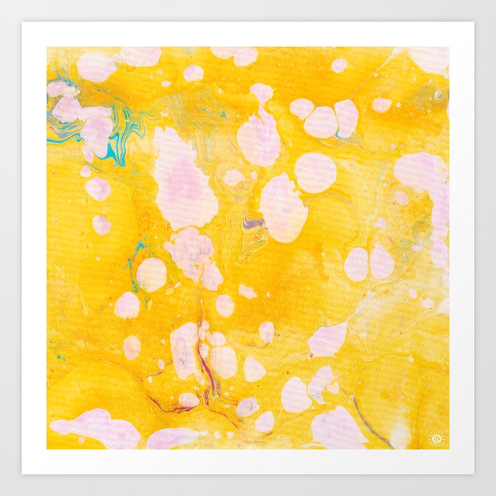 speckled marble | yellow Art Print