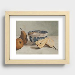 pears, knife, & transferware bowl Recessed Framed Print