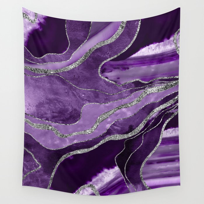 Purple Marble Agate Silver Glitter Glam 1 Faux Glitter decor