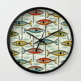 Vintage Color Block Fish Wall Clock