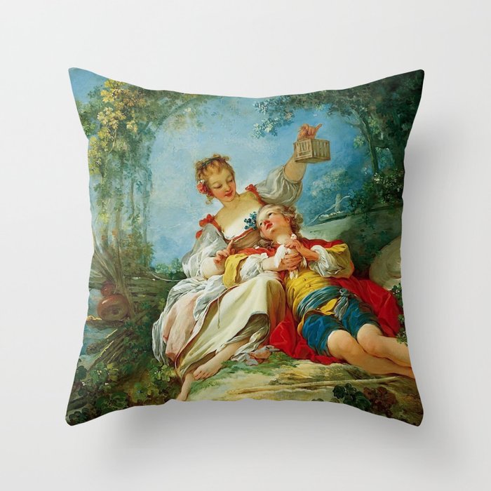 Jean-Honoré Fragonard "Happy Lovers" Throw Pillow