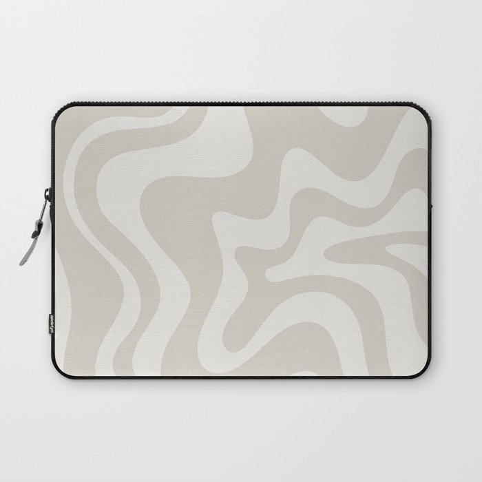 Liquid Swirl Contemporary Abstract Pattern in Mushroom Cream Laptop Sleeve