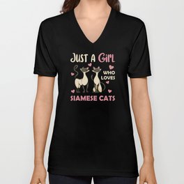 Just A Girl Who Loves Siamese Cats Cute Cat V Neck T Shirt